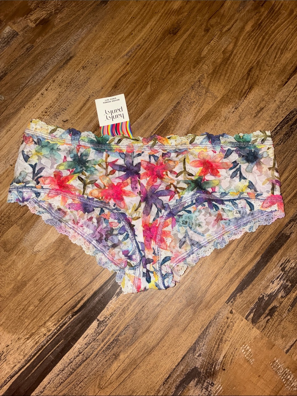 NWT Hanky Panky signature lace boyshorts. Medium. Palm tree/multicolor